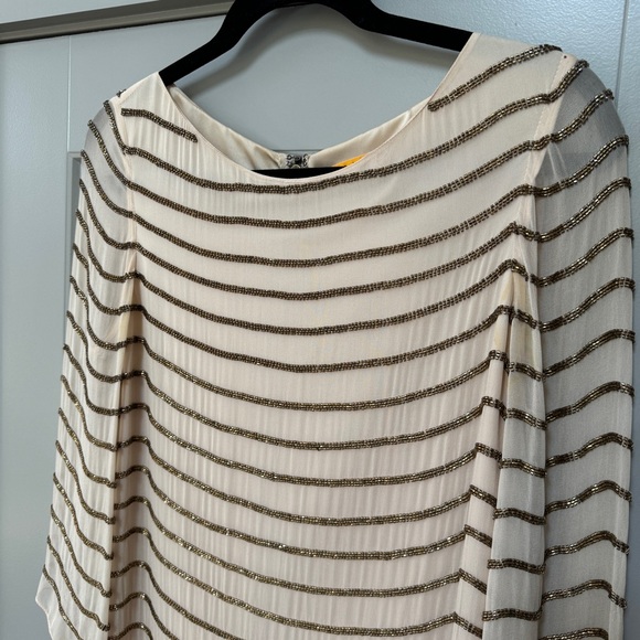 ALICE + OLIVIA | Laia Bell Sleeve Sequin Silk Stripe Dress $600+ Size Medium - Picture 14 of 14